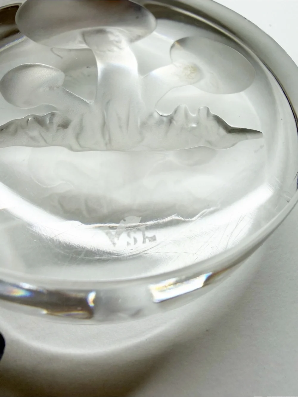 Vintage Val St Lambert Mushroom Clear Glass Paperweight